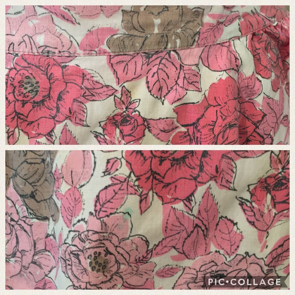 Vintage hand made pink rose floral print scalloped half apron - Picture 6 of 6